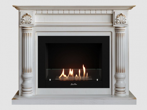 Каминный портал МДФ "Македония 1250" с биокамином Lux Fire "Фаер Бокс 2-25.5" (белый)