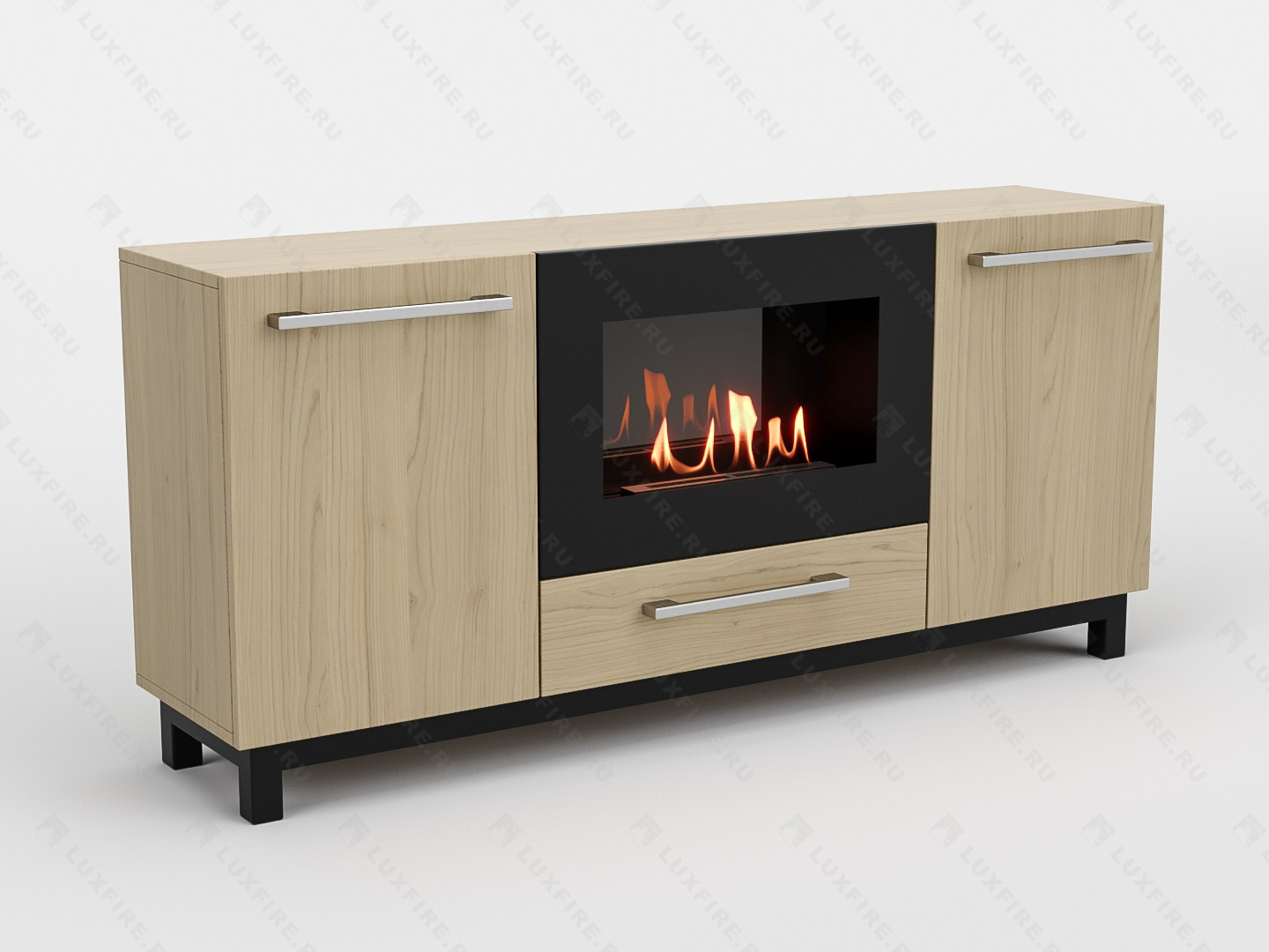 Тумба ТВ Lux Fire "Амур" напольная 1400 матовая, светлый дуб с биокамином 600 по цене 82 551 руб.