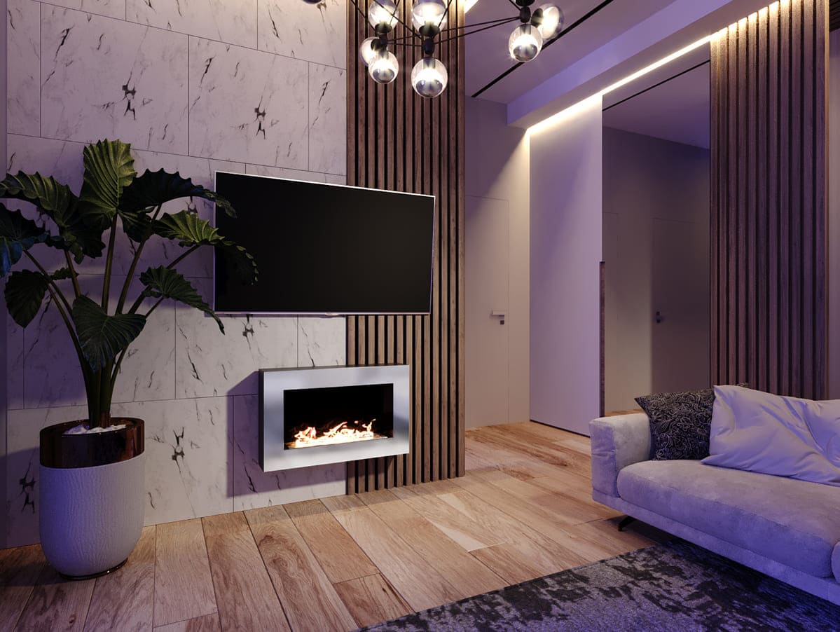 Биокамин "Русский огонь" Хай-тек 800N настенный (высота 500мм.) с защитным и декоративным стеклом по цене 38 550 руб.