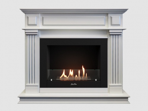 Каминный портал МДФ "Амелия 1260" с биокамином Lux Fire "Фаер Бокс 2 - 33" (белый)