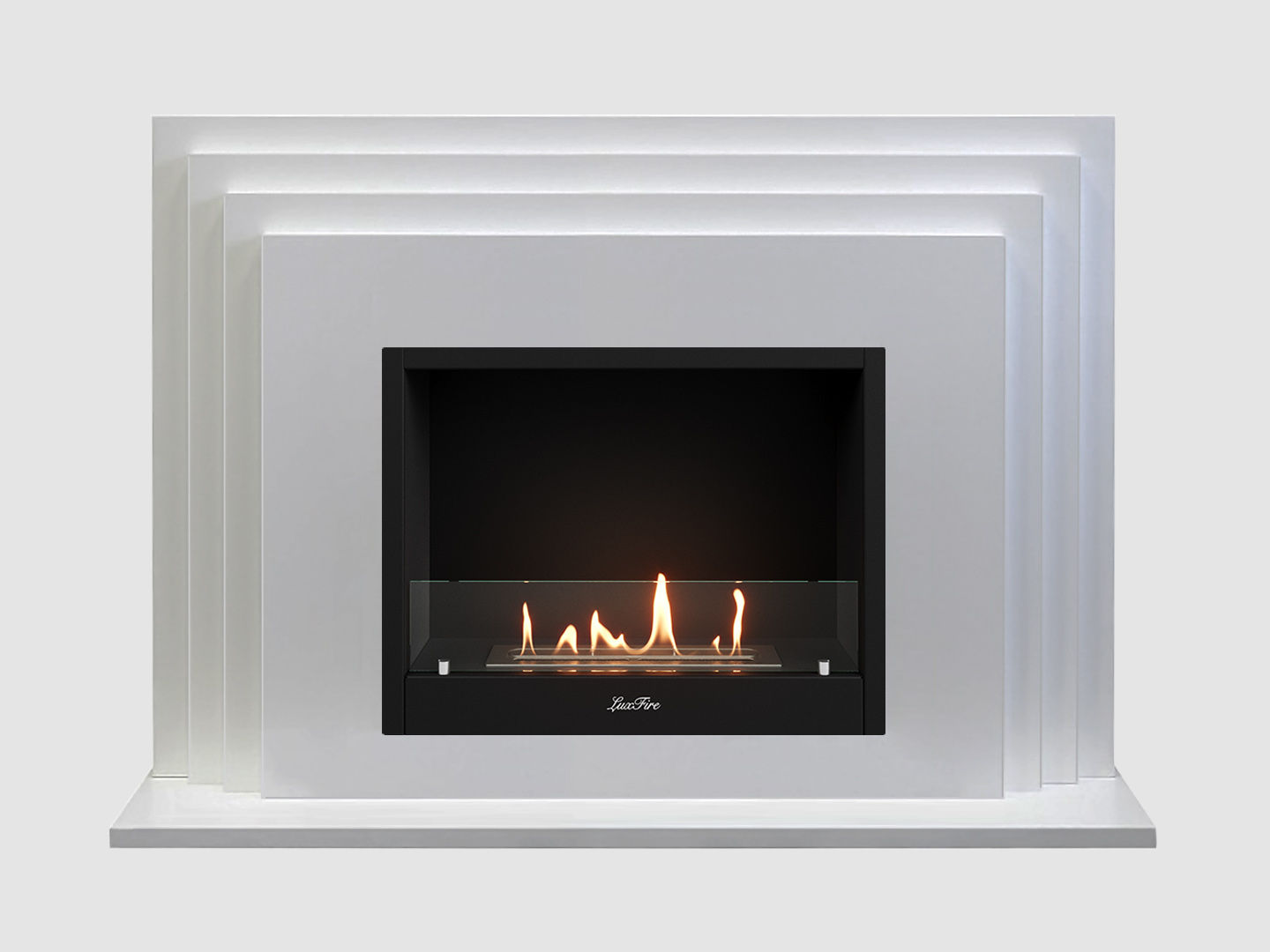 Каминный портал МДФ "Амстердам 1100" с биокамином Lux Fire "Фаер Бокс 1-25.5" (белый) по цене 71 800 руб.