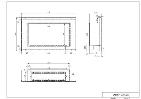 Биокамин "Русский огонь" Лофт 650V встраиваемый по цене 16 400 руб.