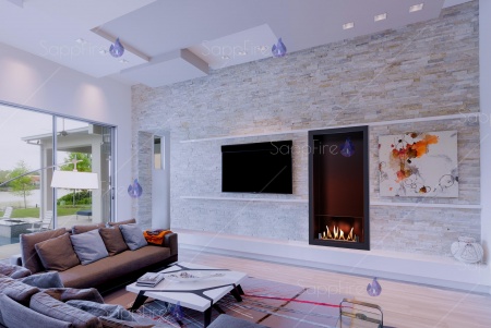 Вертикальный встраиваемый очаг Y800 SappFire по цене 53 500 руб.