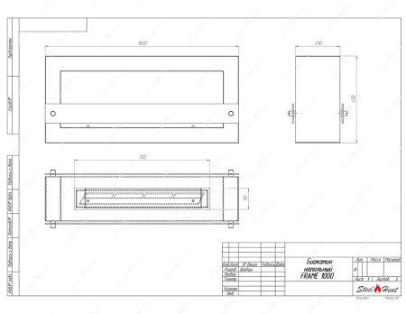 Биокамин напольный SteelHeat FRAME ONE 1000 стекло + стемалит по цене 64 470 руб.